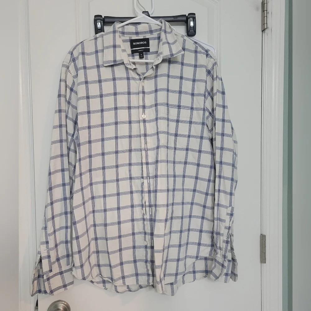 Bonobos Men's, Size XL Tailored Fit 100% Cotton Plaid‎ Button Down